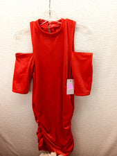 Vestido Juicy Couture, S/M, Elástico, Hombro Frío, Rojo/Naranja, ¡Súper Lindo!
