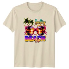 Camiseta para mujer Salty Beach tropical puesta de sol verano vacaciones regalo para ella