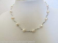 Delicado collar de perlas 42 cm perlas reales barroco blanco crema, EXCELENTE regalo