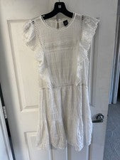 Mini Vestido Wild Fable Encaje Volantes Mujer M Texturizado Cintura Elástica Boho Minimalista