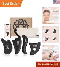 Juego de masaje facial Gua Sha de 4 piezas - Piedra grande Bian para el cuidado rejuvenecedor de la piel
