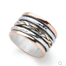Anillo giratorio de plata de ley 925 boho meditación joyería regalo para ella A-984