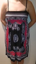 NUEVO Vestido sin mangas para mujer - Estampado ROSA/NEGRO, correas para el hombro - Talla M/L y XL/XXL