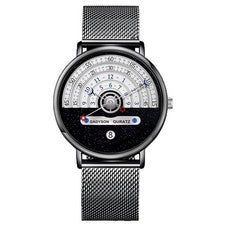 Business Men Watch Fashion Auto Date Stainless Steel Strap Quartz8605