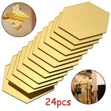 24 Piezas Adhesivo de Pared Espejo Acrílico Hexagonal 3D Hogar Habitación Hágalo Usted Mismo Arte Decoraciones Extraíble