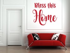 Bendice esta cita para el hogar pegatina de vinilo de arte de pared, calcomanía de mural decoración de pared para el hog