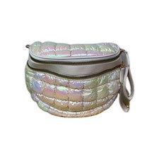 Riñoneras Bandolera Puffer para Mujer Cartera a Cuadros Hinchada Acolchada BEIGE