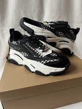 Zapatillas Steve Madden Possession-E - Mujer Reino Unido 6 - Negro Cuadros PVP £120 NUEVAS CON ETIQUETAS