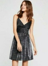 Vestido BCBGeneration Boho Metálico Negro con Tirantes Para Mujer Talla 2 NUEVO #CB8