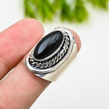 Anillo de plata esterlina 925 con piedras preciosas de ónix negro hecho a mano anillo de joyería para regalo
