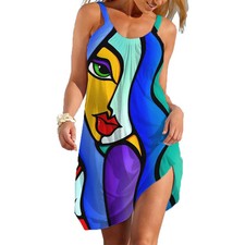 Para mujeres Estilo Artístico Diseño Sin Mangas Verano Tendencia Informal Vestidos Cortos Sueltos