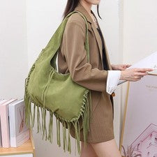 Mujer Moda Retro Borla Un Hombro Bolso de Mano Gran Capacidad Bolso de Mano Nuevo