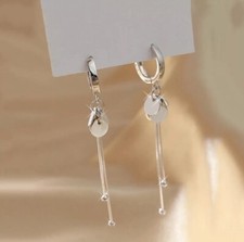 Pendientes mujer criollos de cadena larga de plata de ley 925
