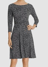 Vestido para mujer Leota gris Ilana estampado de leopardo cintura acanalada línea A talla L