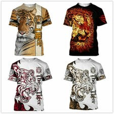 Nueva Moda Para hombres Para mujeres Estampado 3D Animales Tigre Informal Manga Corta Camiseta