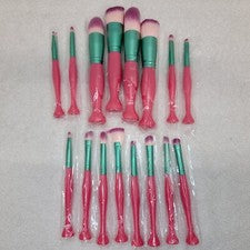 Kit de 16 brochas de maquillaje cosmético base rubor cejas polvo belleza ROSA