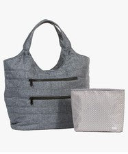 Bolso de hombro góndola XL para mujer, gris jaspeado