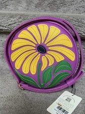 Bandolera nueva con etiquetas PLG Portland Cuero Flor Silvestre Pequeño Círculo Cattleya Edición Limitada