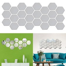 24 piezas Pegatina de Pared Espejo 3D Forma Ondas Autoadhesiva Hogar Dormitorio Decoración de Pared EE. UU.