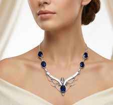 Collar Tanzanita Azul Plata de Ley 925 Hecho a Mano Mujeres Joyería de Regalo S-18 pulgadas