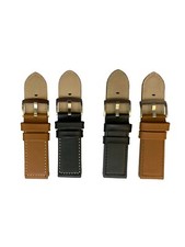Correa de reloj de 26 mm cuero auténtico liso mercancía de calidad hebilla de acero negro-marrón