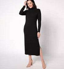 Vestido midi negro con control de barriga jersey hilado alto negro talla 3X para mujer con control