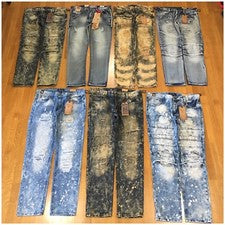 Nuevos Pantalones de mezclilla blanqueados lavados con ácido para moto de moda talla 36 para hombre EE. UU.