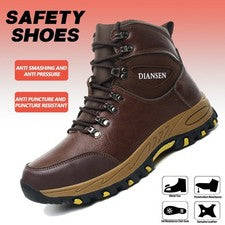 Botas de trabajo indestructibles para hombre con punta de acero zapatos de seguridad impermeables botas antideslizantes