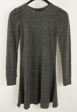 Nuevo Mini Vestido Suéter RDI Para Mujer Talla S Gris Carbón Brezo Cepillo Tejido Puff