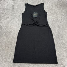 Vestido Vaina Midi Goldray Twist Frontal Tejido Para Mujer Pequeño Negro Sin Mangas Nuevo con Etiquetas