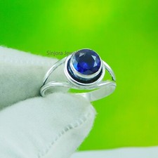 Anillo de regalo hecho a mano de plata de ley 925 con piedras preciosas de tanzanita talla 5 a 13 de EE. UU.