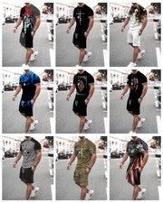 Camisetas Hombres Varios diseños Patrones Moda Manga Corta Pantalones Cortos SET