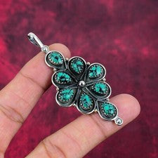 Joyería colgante de plata de ley 925 hecha a mano con piedras preciosas turquesa tibetana para mujer