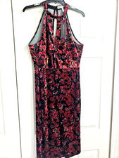 Nuevo Vestido BCBGeneration Para Mujer Talla Grande Floral Terciopelo Halter Cuello Recortado