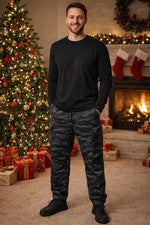 🖤Stone Falcon Hombre Negro Camuflaje Carga Pantalones Talla L Estilo Urbano y Confort