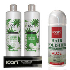 Juego de cuidado capilar aloe vera, champú y acondicionador 500 ml cada uno, pulidor de cabello 207 ml