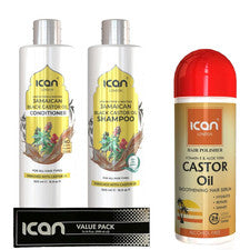 Set de cuidado capilar con aceite de ricino jamaicano, champú y acondicionador 500 ml cada uno con suero