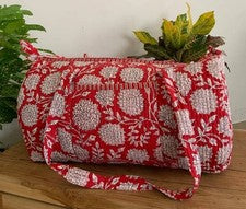 Bolsos de viaje para mujer rojos indios florales bolsos de lona acolchados bolsos de viaje EE. UU.