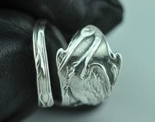 Anillo cuchara ajustable de plata esterlina 925 maciza para entrega de bebés cigüeña garza pájaro