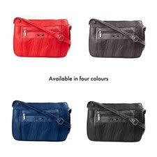 Bolso bandolera mediano de cuero real para mujer, bolso de mano con varios compartimentos