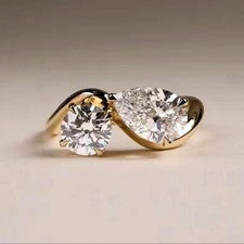 3,00 Cts. Anillo de diamantes blancos de forma redonda y pera en plata 925 - sin aranceles