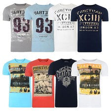 Firetrap Hombres Camisetas Estampadas Calce Ajustado Cuello Redondo Gráfico Estampado Algodón Camiseta