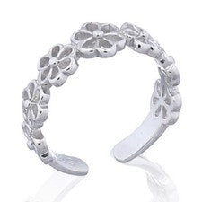 Anillo ajustable floral de plata de ley 925 maciza hecho a mano con puntera o midi