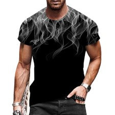 Camisetas Hombres Moda Camiseta Manga Corta Negro Blanco Humos Novedad Camiseta