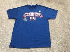 Camiseta mediana de los New York Giants para hombre Superbowl XLVI azul NFL fútbol americano deportes logotipo