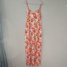 Moda Para Mujer Maxi Vestido Floral Sin Mangas Tirantes Largo Naranja Multicolor M