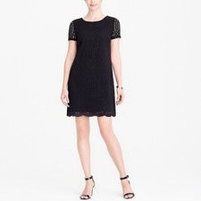 J. Vestido de encaje para mujer Crew con dobladillo festoneado negro talla 4 H5408