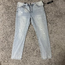 Pantalones de mezclilla rectos Nova Haywood de moda para hombre vintage azul lavado talla 38 desgastados