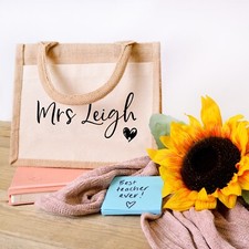 BOLSA DE ALMUERZO PERSONALIZADA PARA PROFESOR - Bolsa de yute con nombre | Regalo para profesor