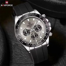 45MM NAVIFORCE Reloj de Buceo de Cuarzo de Lujo para Hombres Silicona Impermeable Luminoso NUEVO